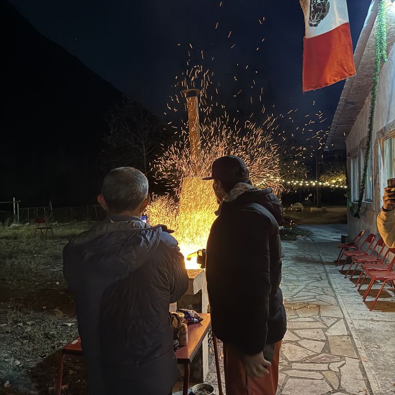 Bonfire under the Mexican flag
