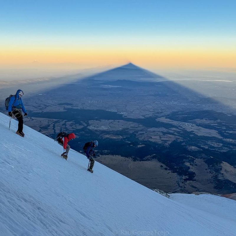 Descending Pico de Orizaba at sunrise