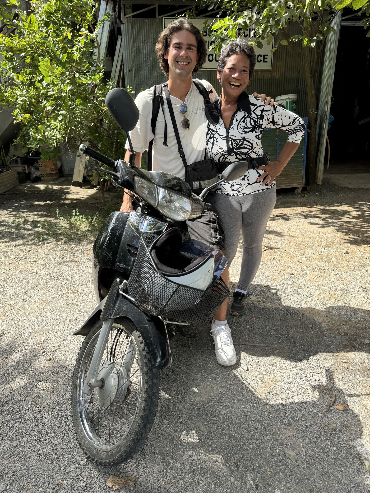 With the scooter I bought in Cambodia