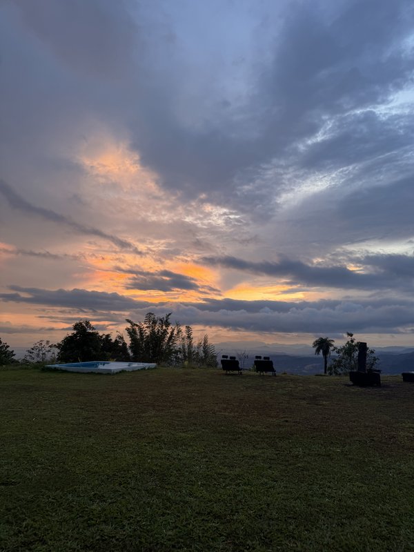 Sunset over a hillside campsite, Costa Rica