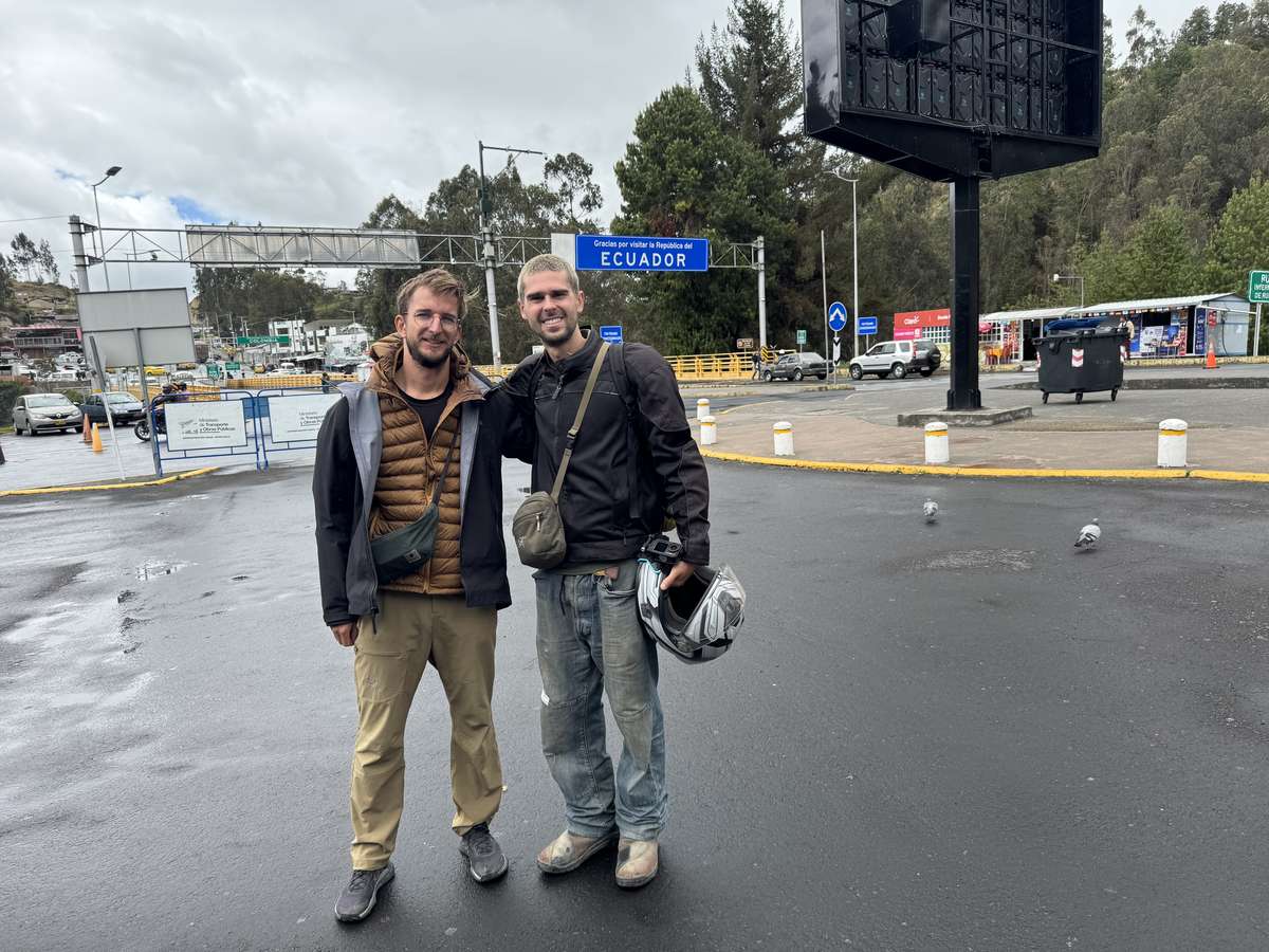 At the Ecuador border with my riding partner